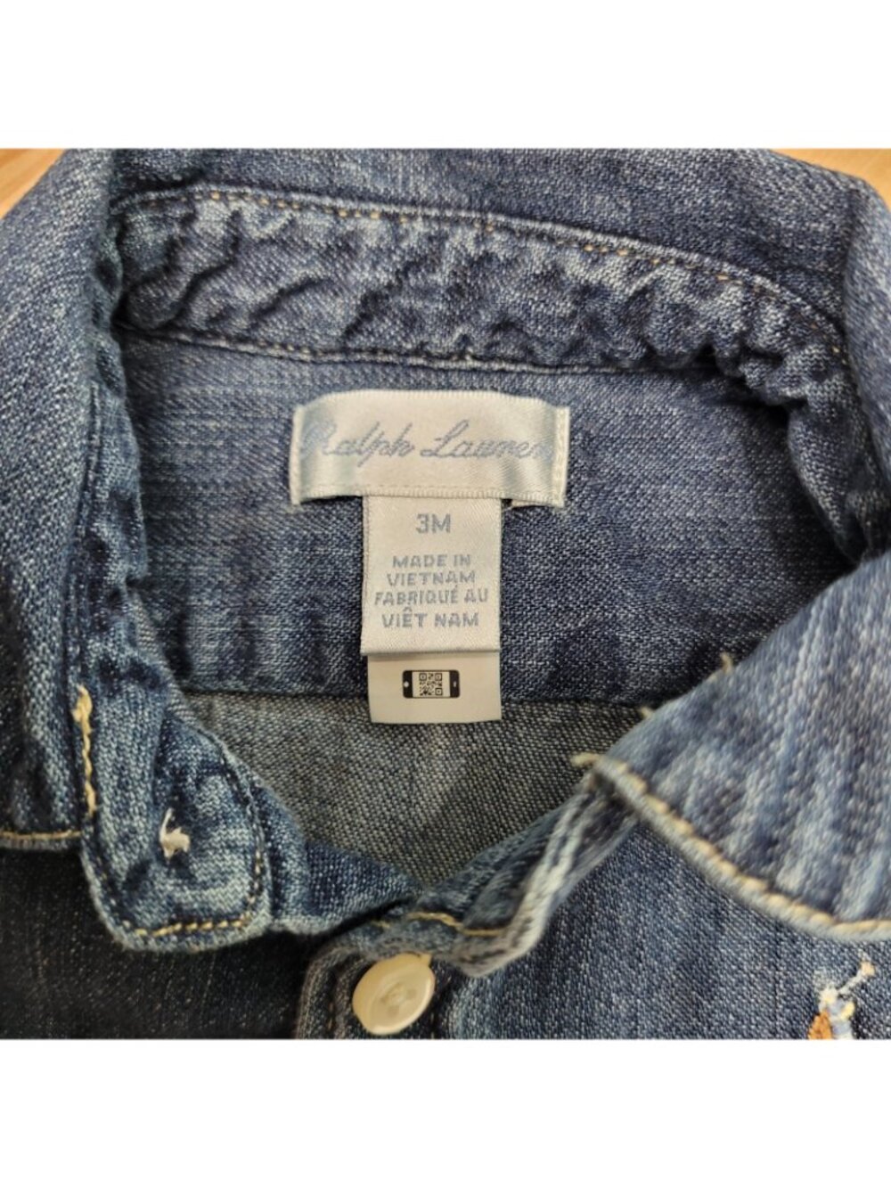Ralph Lauren Baby Girl’s Denim Dress & Bloomer Indigo Blue Pony Size 3M - Picture 3 of 10